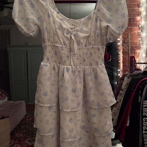 Hollister White and Blue Floral Dress